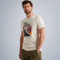 PME Legend Tops*T-Shirt In Jersey With Artwork Beige