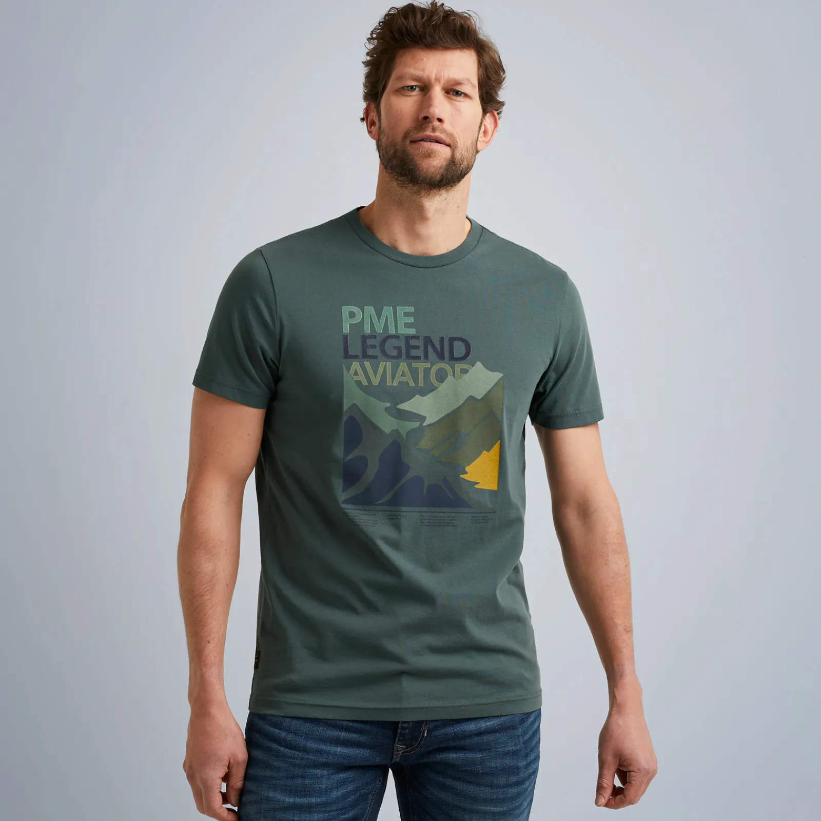 PME Legend Tops*T-Shirt In Jersey With Artwork Green