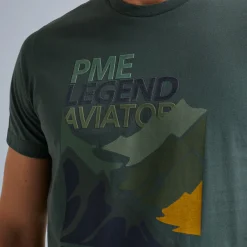 PME Legend Tops*T-Shirt In Jersey With Artwork Green