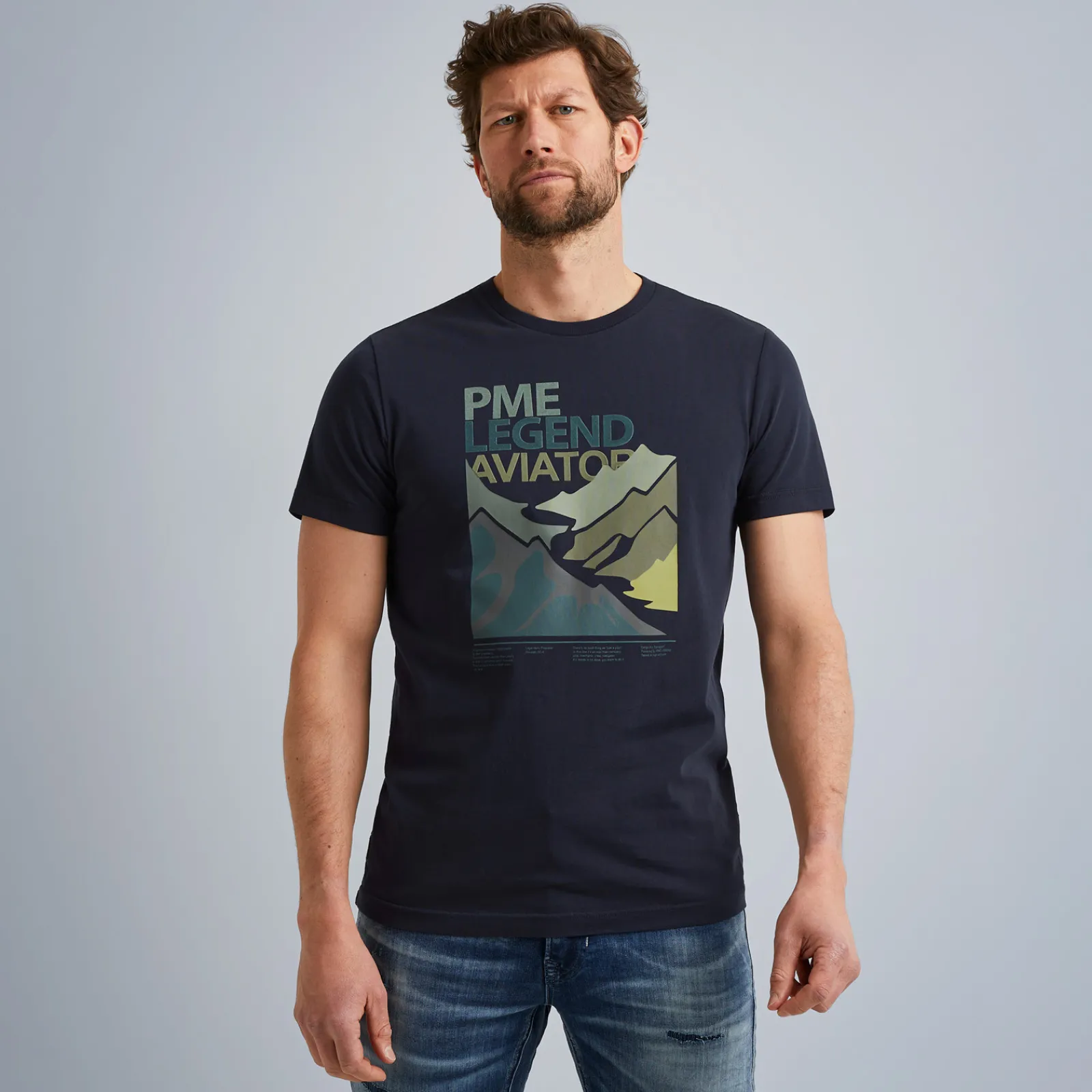 PME Legend Tops*T-Shirt In Jersey With Artwork Blue