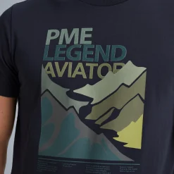 PME Legend Tops*T-Shirt In Jersey With Artwork Blue