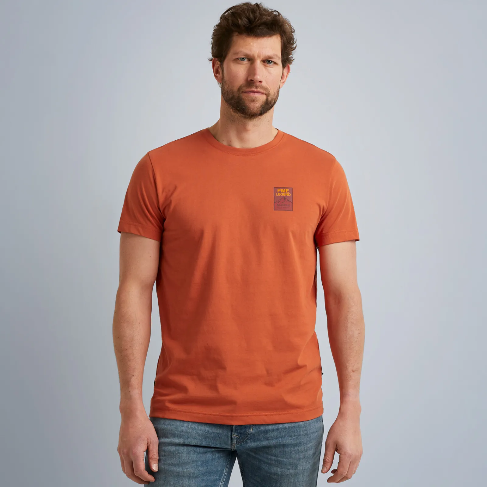 PME Legend Tops*T-Shirt In Jersey With Small Artwork Orange