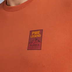 PME Legend Tops*T-Shirt In Jersey With Small Artwork Orange