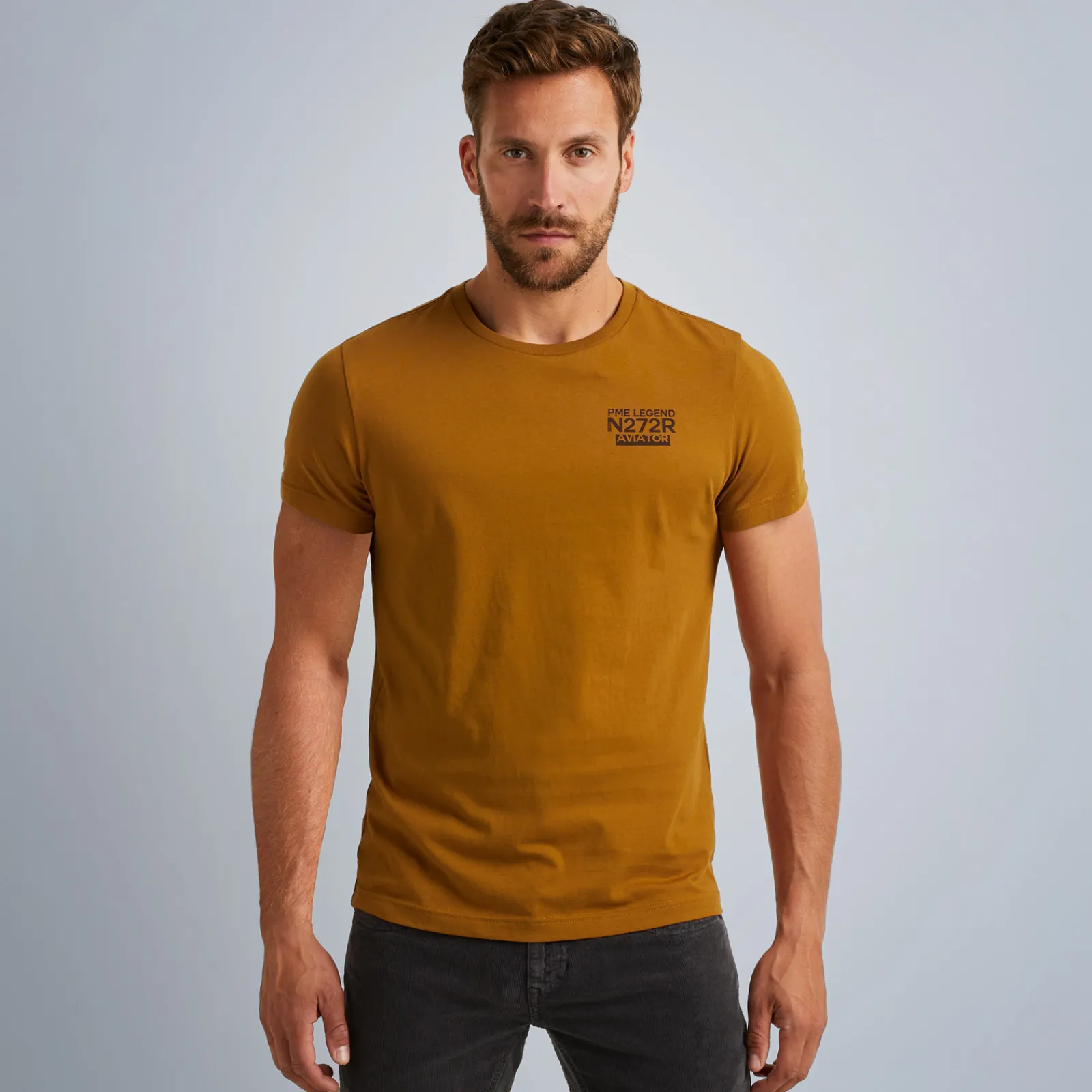 PME Legend Tops*T-Shirt In Jersey With Small Artwork Brown