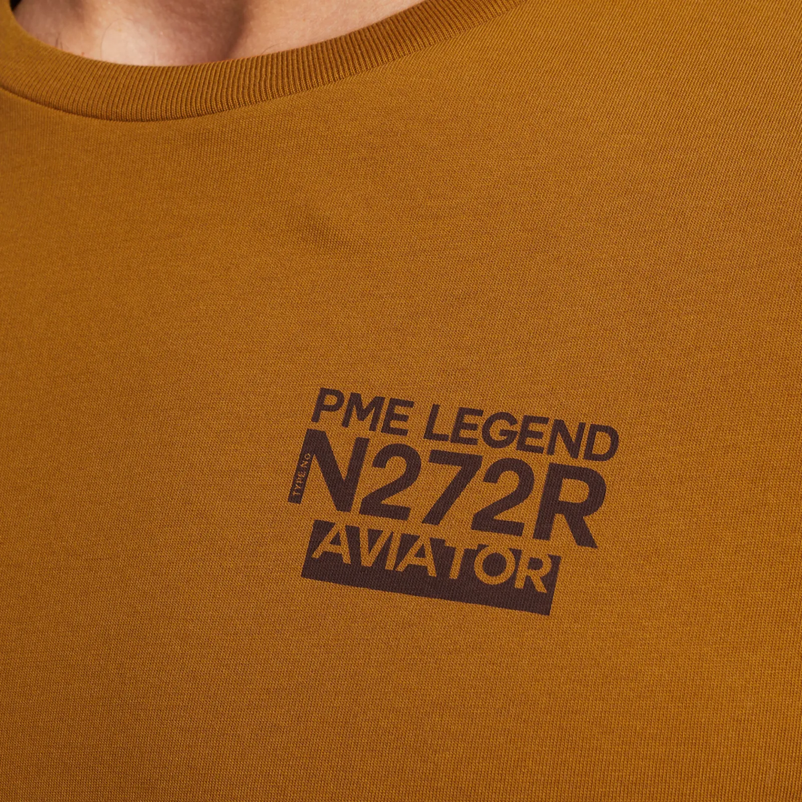 PME Legend Tops*T-Shirt In Jersey With Small Artwork Brown
