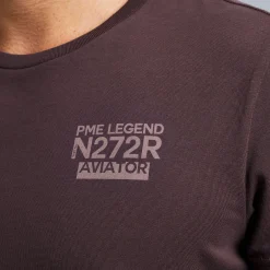 PME Legend Tops*T-Shirt In Jersey With Small Artwork Brown