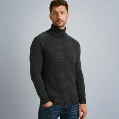 PME Legend Tops*Turtleneck Pullover With Texture Grey