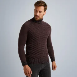 PME Legend Tops*Turtleneck Pullover With Texture Brown